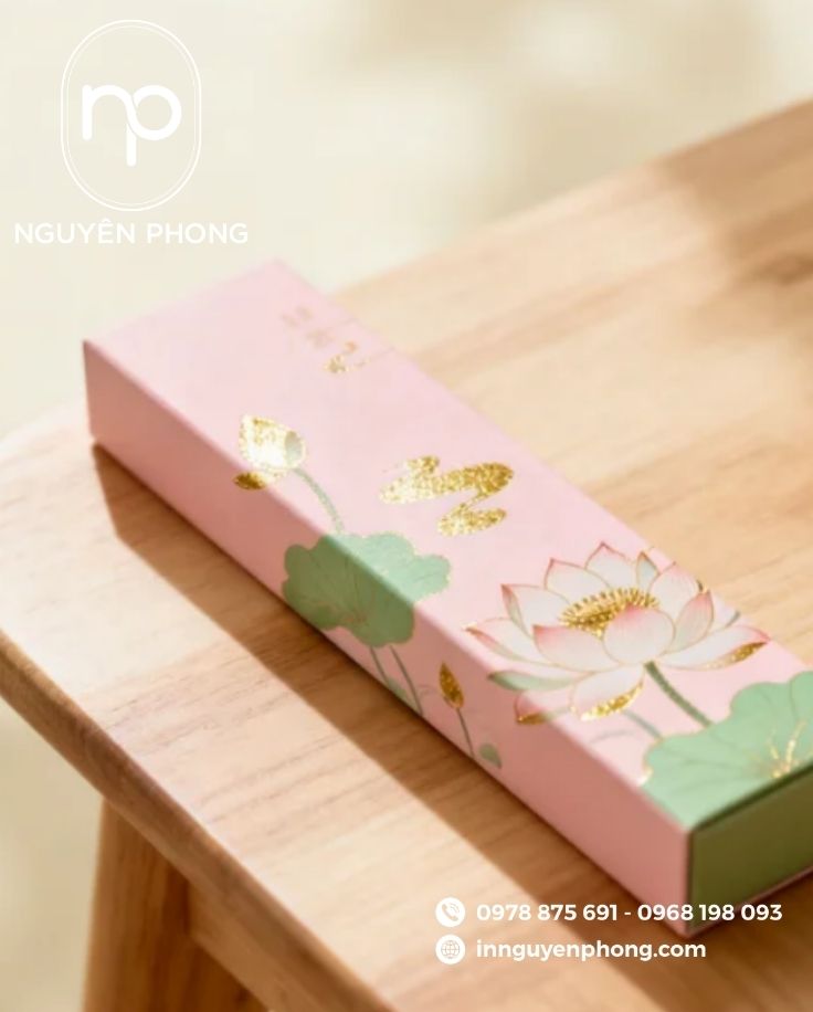 Mẫu in hộp đựng nhang trầm bằng giấy ivory in đẹp 